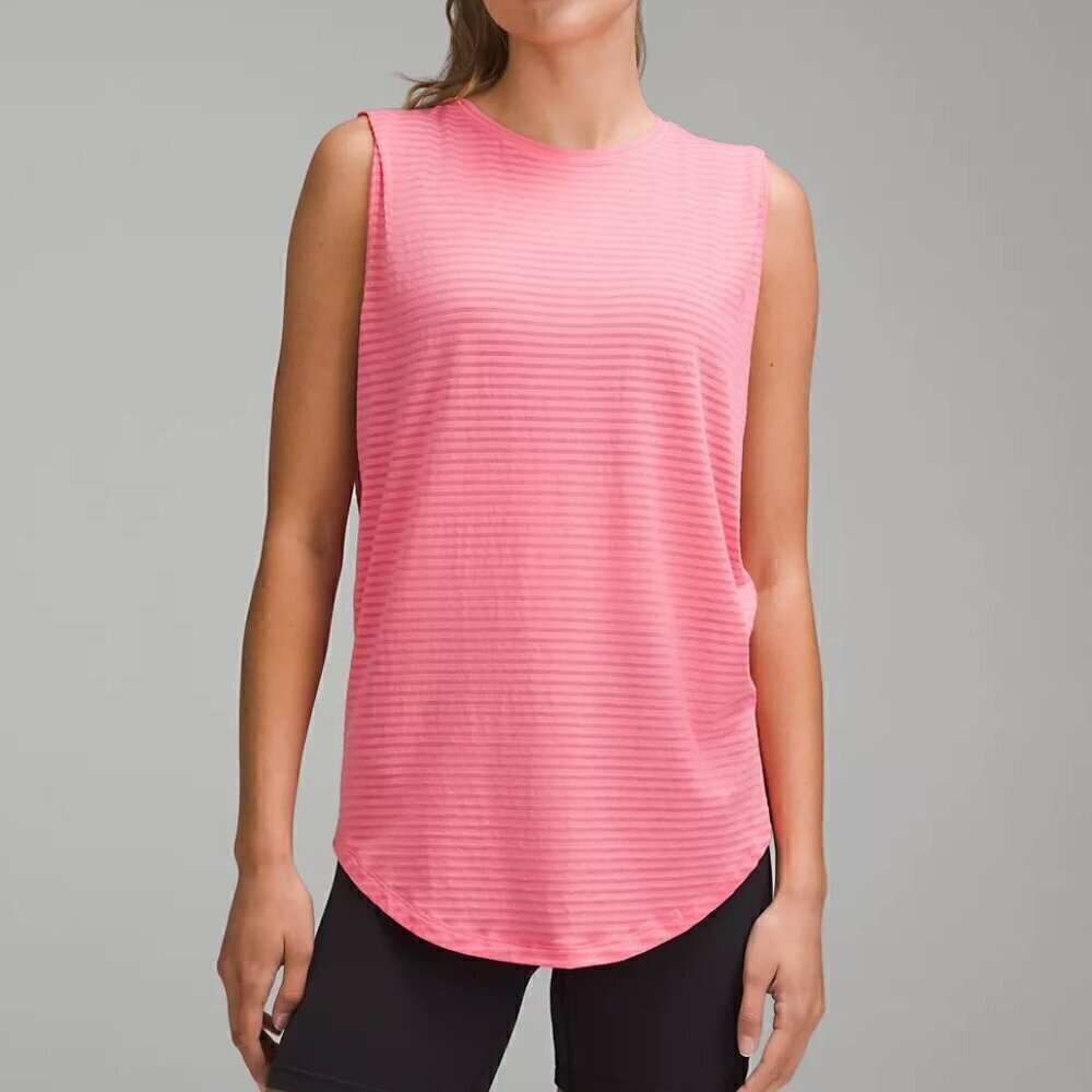 NWT Lululemon Brunswick Muscle Tank *Sheer Stripe - 10 Shadow Stripe Sakura Pink